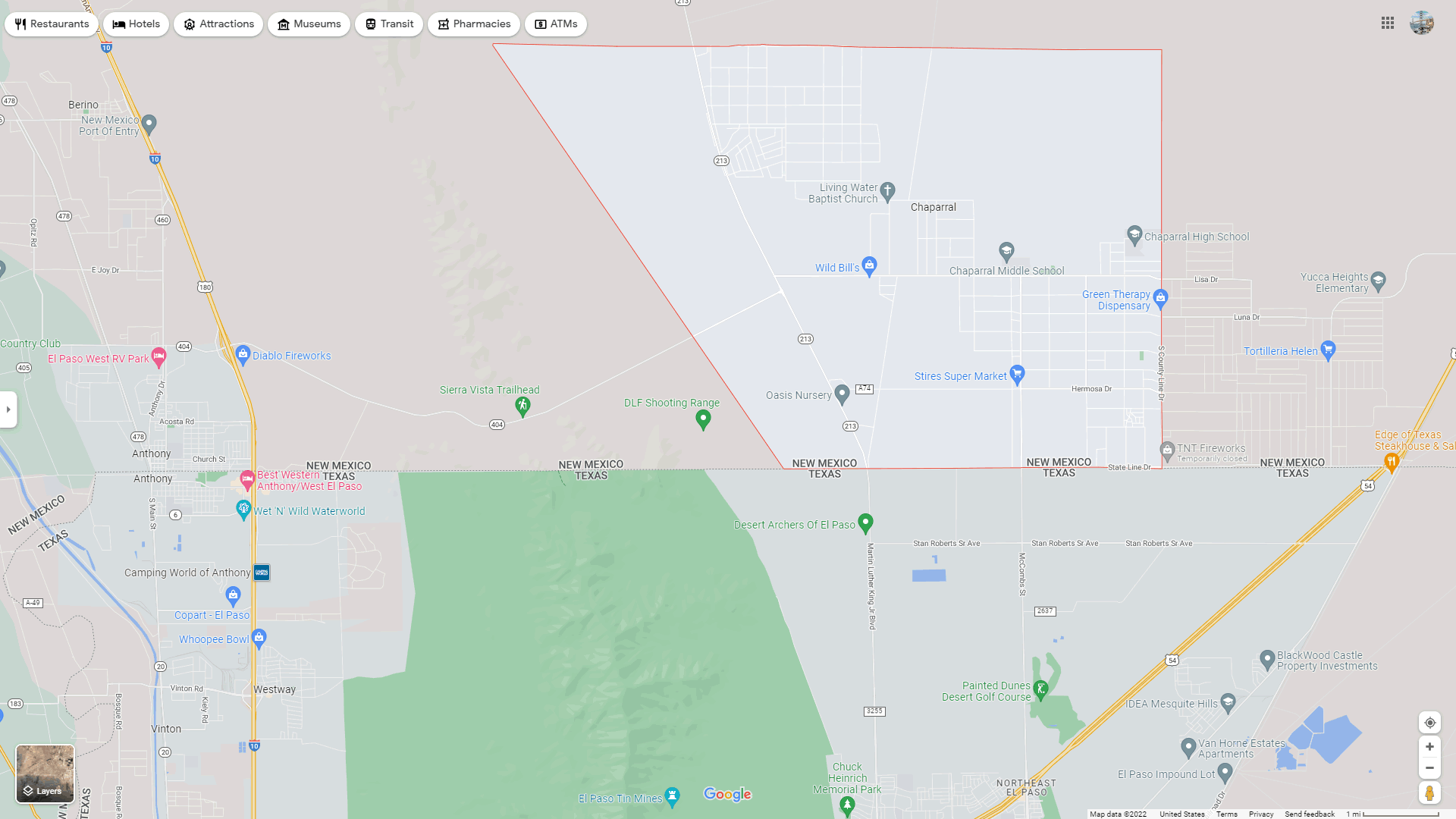 Chaparral New Mexico Map